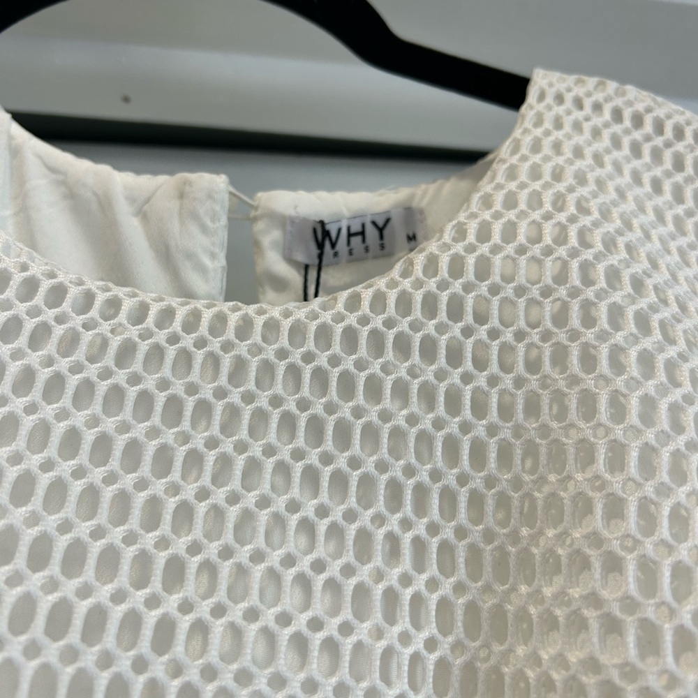 Why Dress White netted Dress size M NWT - Picture 2 of 3